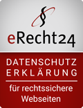 eRecht24 Siegel für rechtskonforme Datenschutzerklaerung